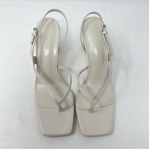 NEW Tony Bianco x Revolve Curtis Heeled Sandals Ivory Leather Thong Heels Size 8 - Picture 4 of 15